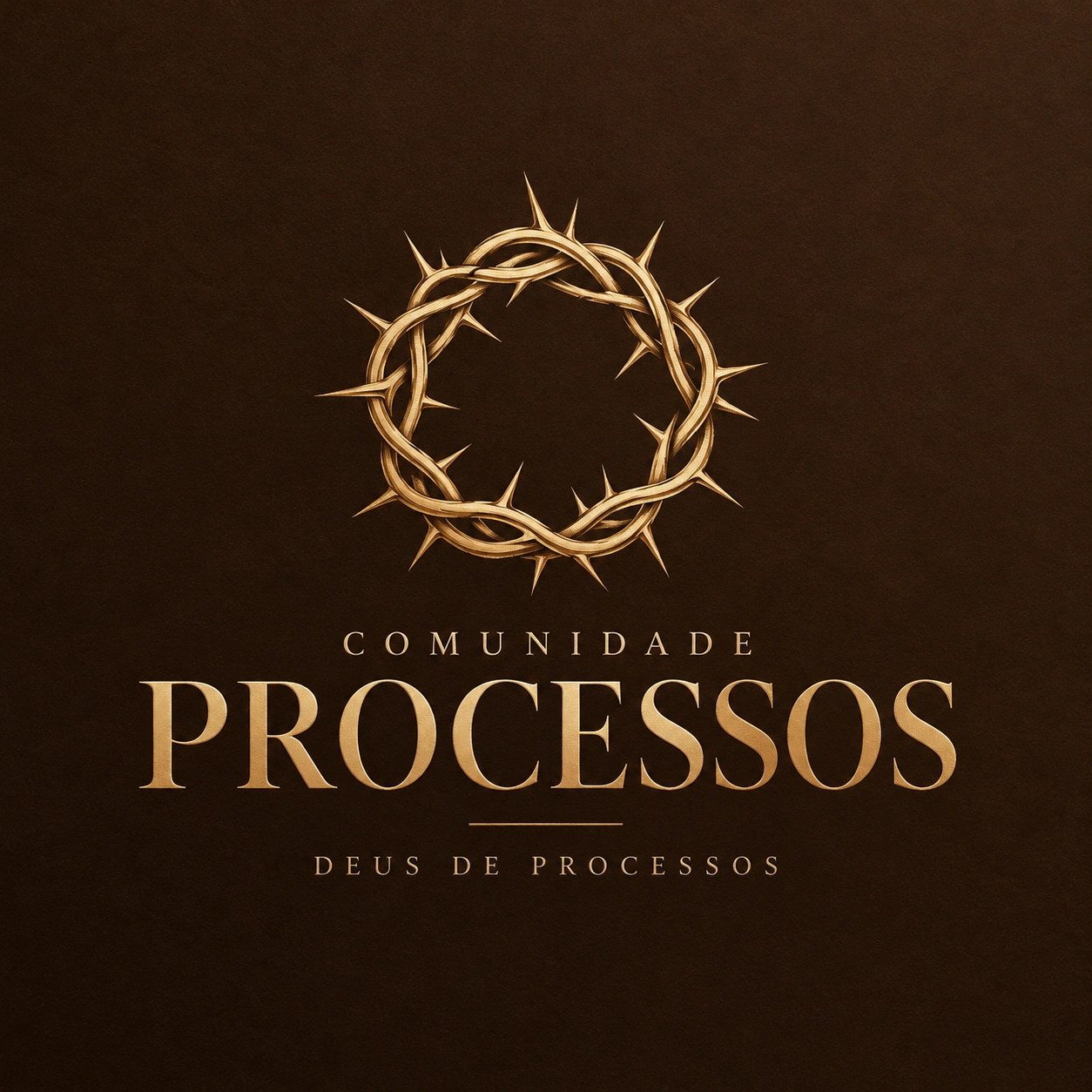 Logo oficial da Comunidade Processos, com coroa de espinhos dourada